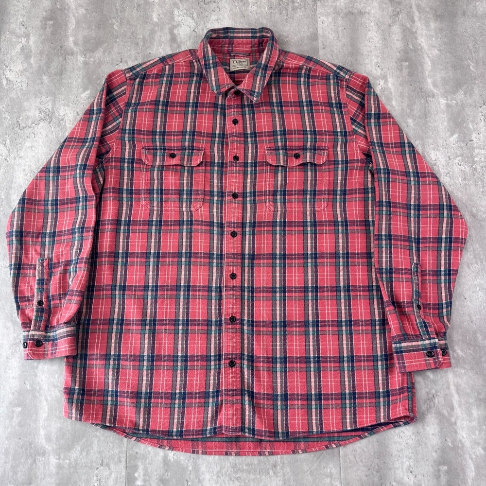 Vintage LL Bean Flannel Shirt Mens‎ XXL Red Plaid Lumberjack Long Sleeve Button